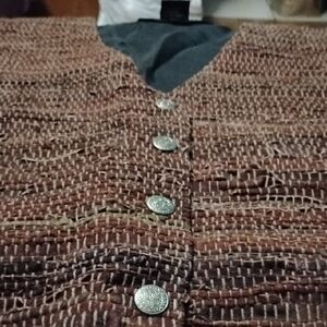 Brown Textured Button-Up Vest